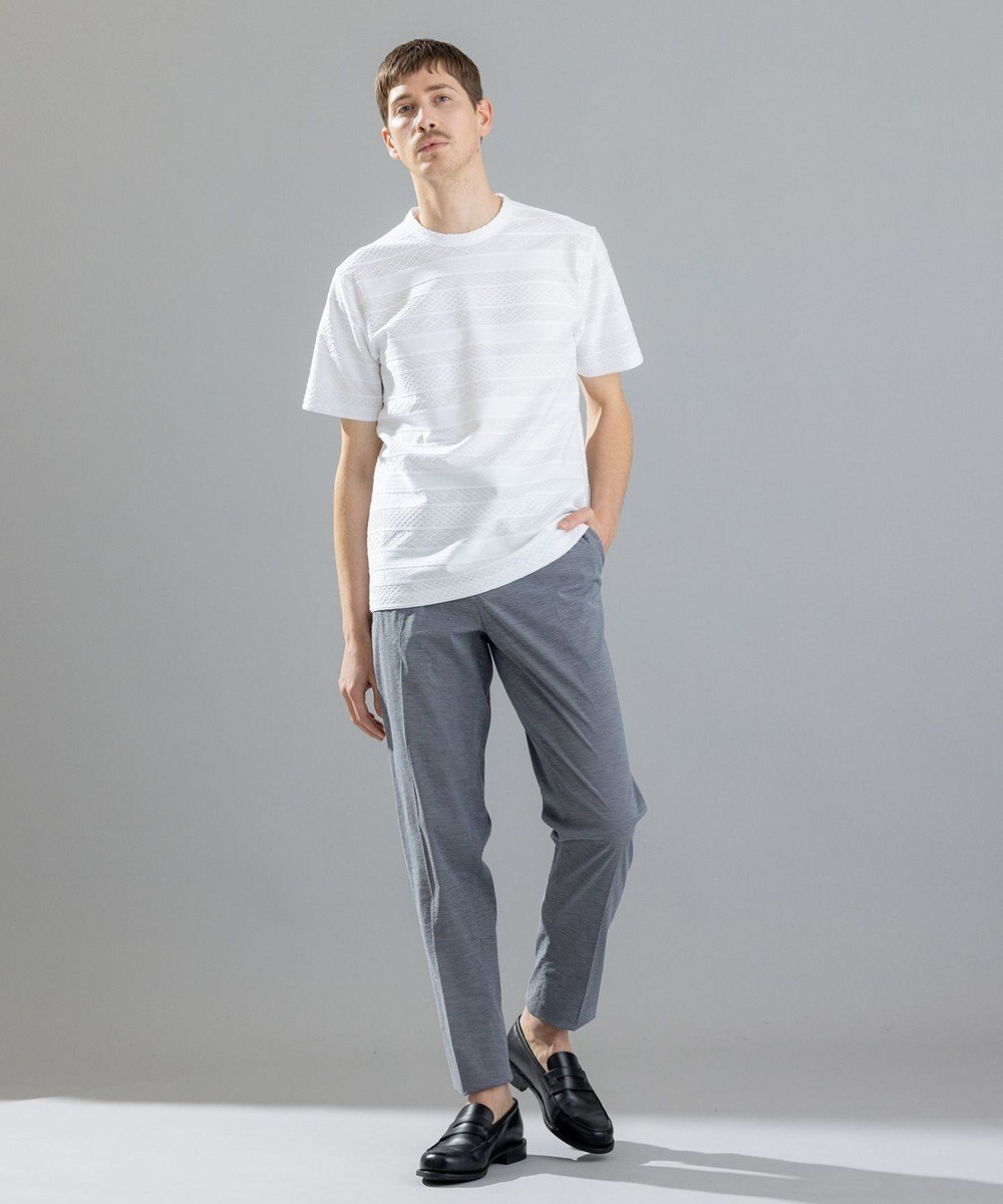 JOSEPH HOMME ジャガードボーダー　クルーネックTシャツ 