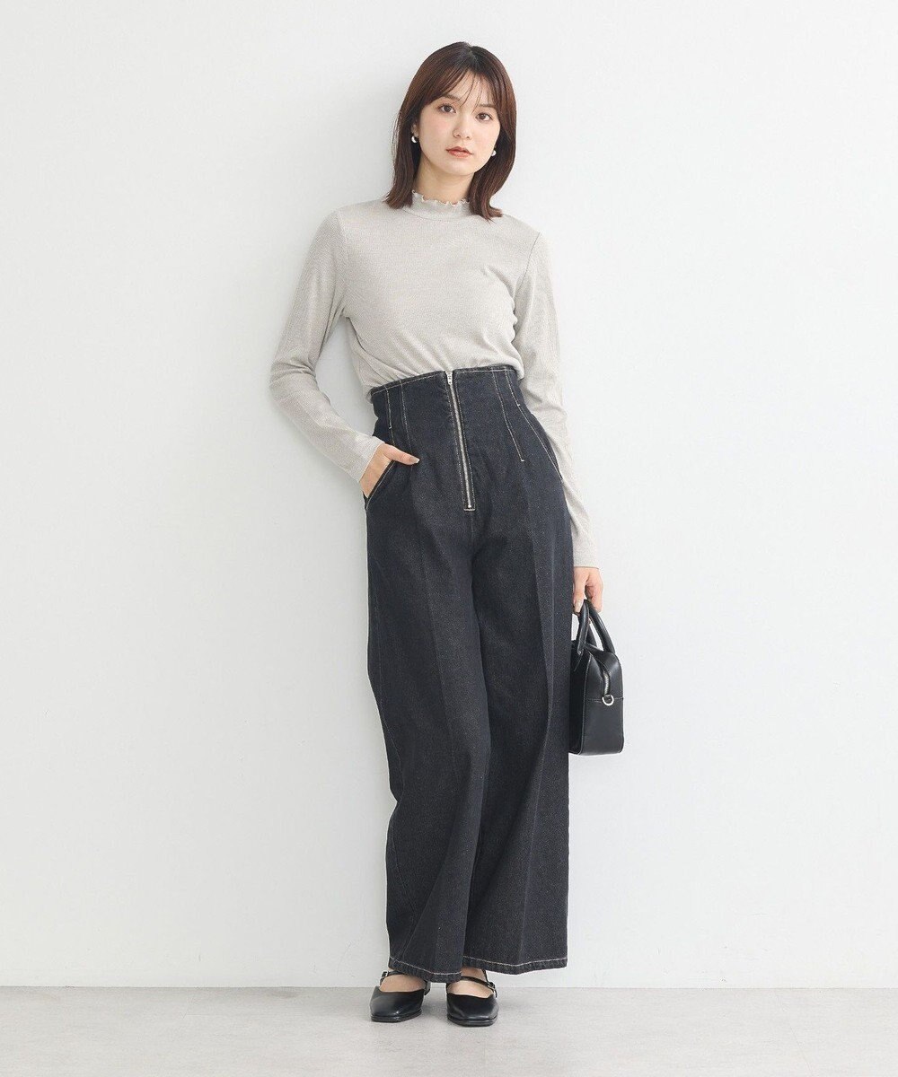 earth music&ecology ラメテレコハイネックプルオーバー 