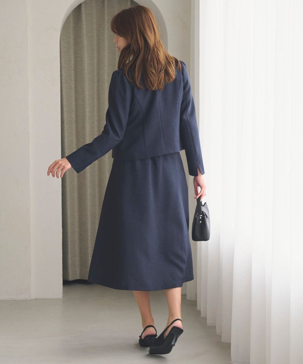 Feroux 【洗える】パールボタンジャケット×スカート セットアップ 