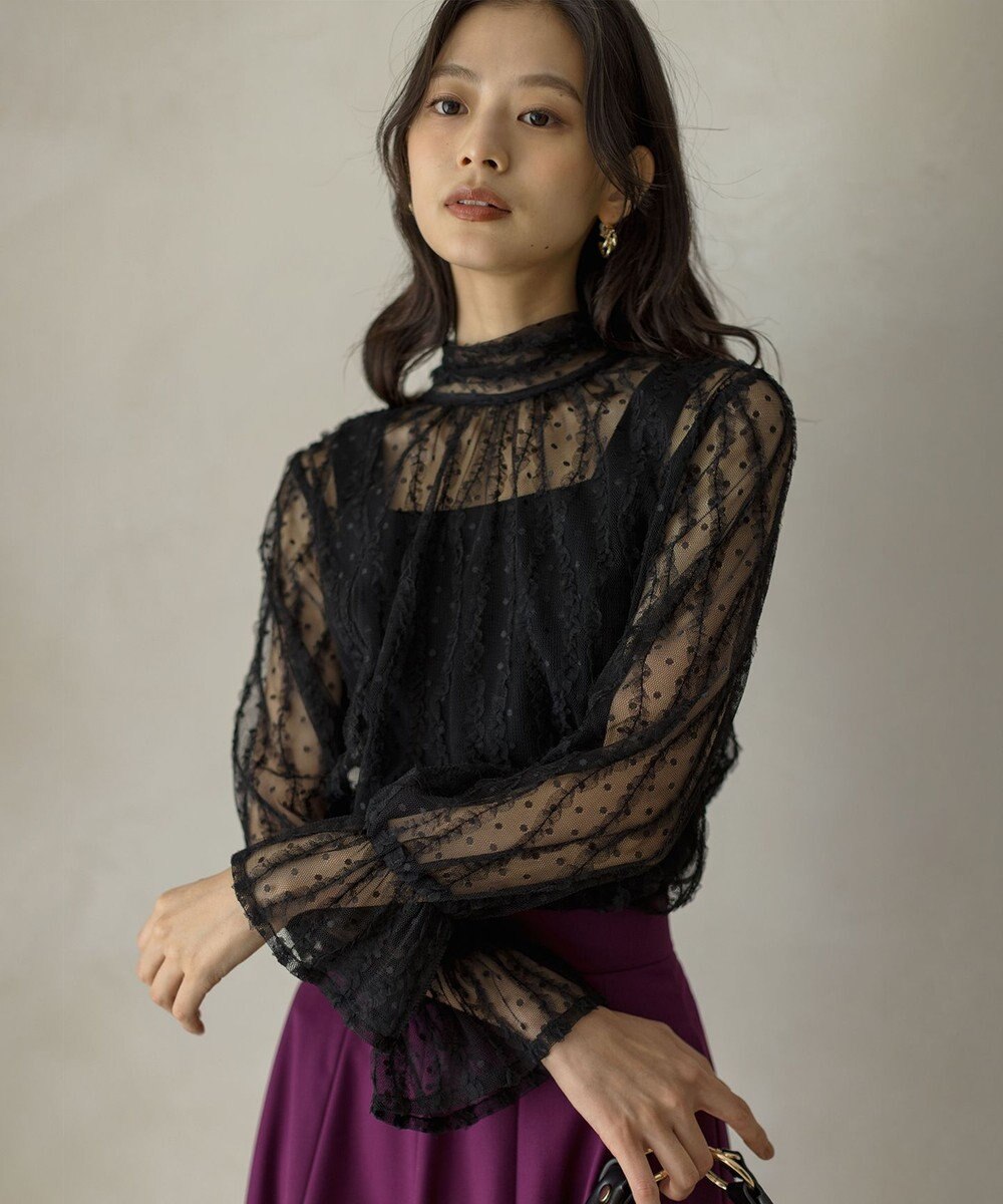 組曲 【前後着用可】チュールフリル ブラウス 