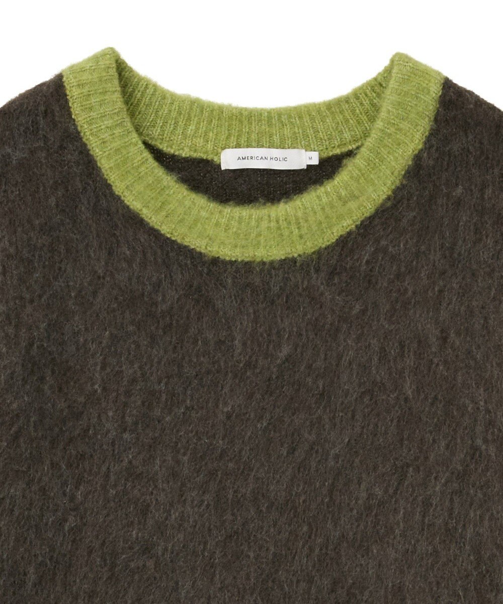 AMERICAN HOLIC 起毛バイカラーニットプルオーバー 