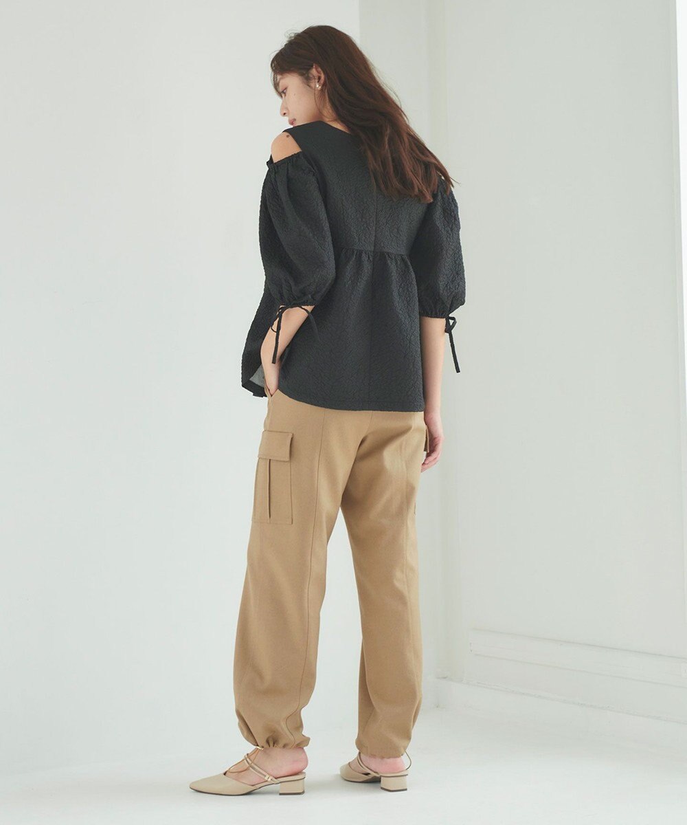 Feroux 【洗える】フクレジャガードチュニック ブラウス 