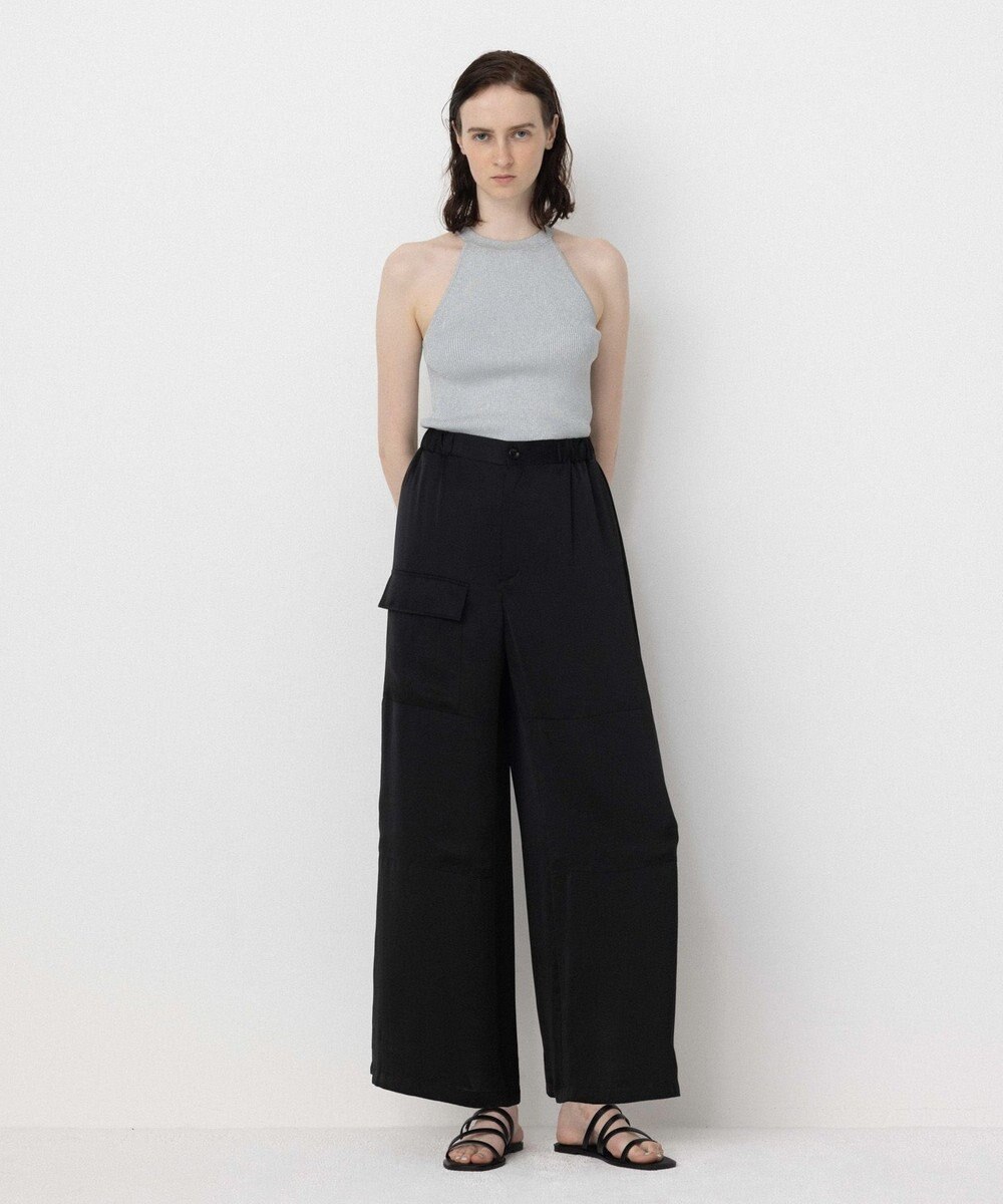 NAVE 【Nave・洗える/ウエストゴム】ヴィンテージサテン ワイドパンツ 