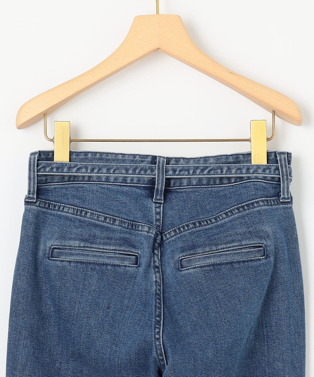 組曲 ライトデニム ベルト付きストレートパンツ 