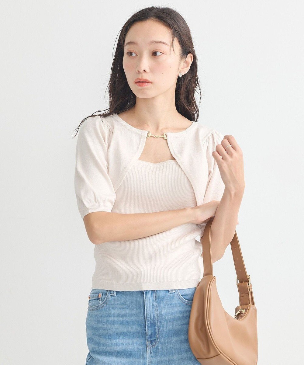 earth music&ecology ビット付きニットプルオーバー 