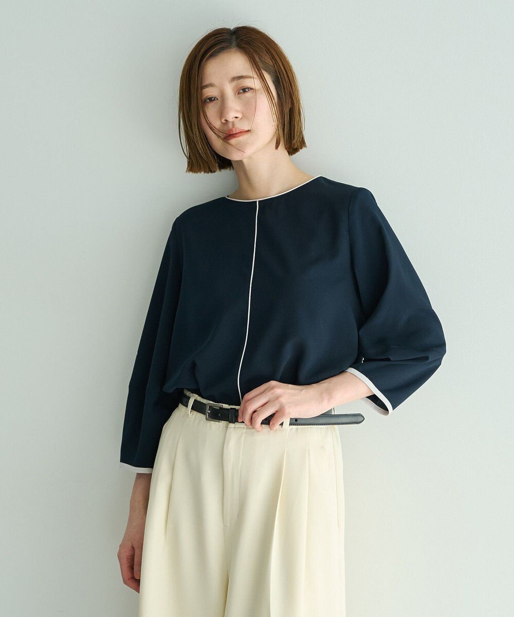 YECCA VECCA 配色パイピングブラウス 