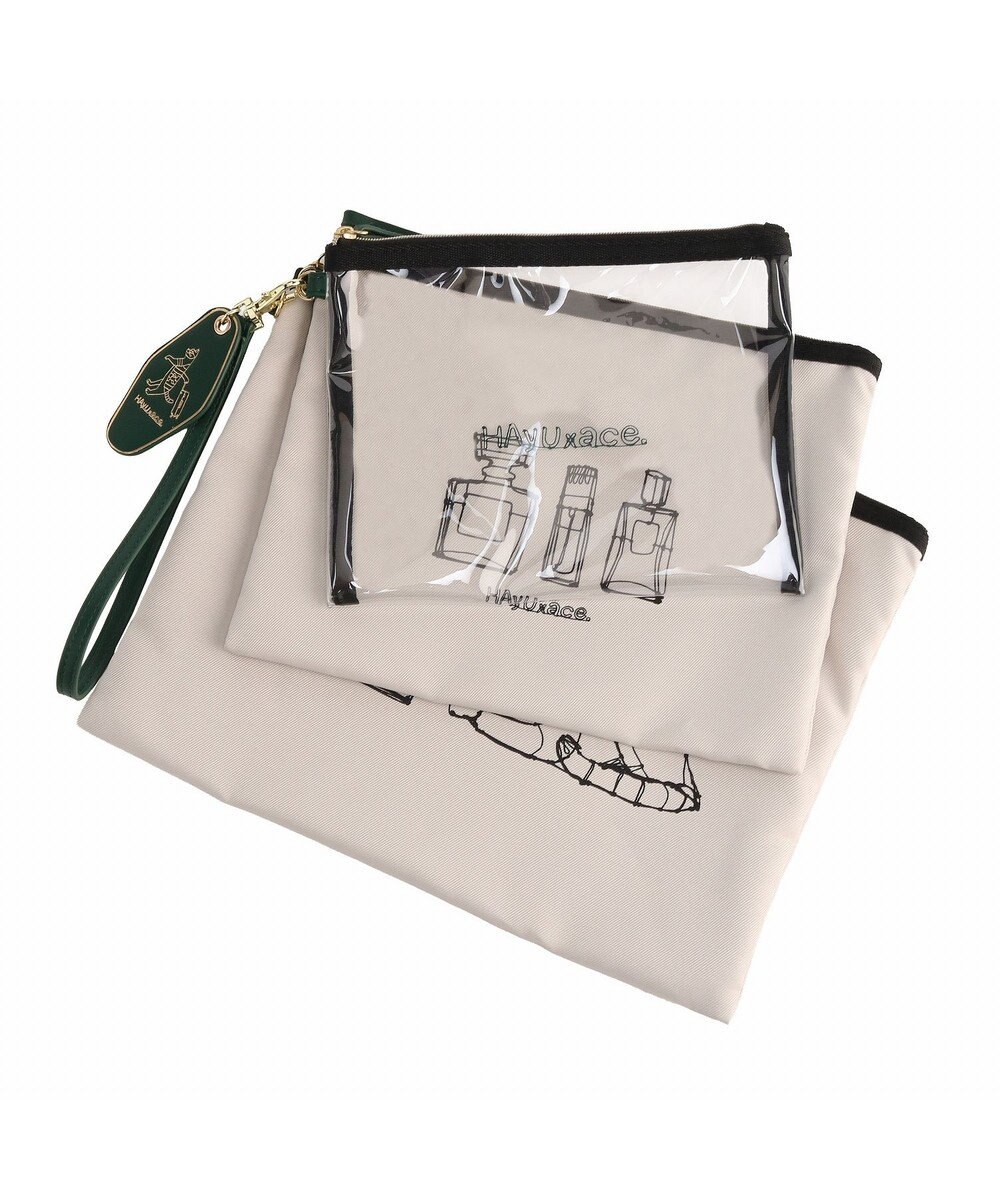 ACE BAGS & LUGGAGE HAyU × ace.  フラットポーチ 3点セット 猫柄 17825 