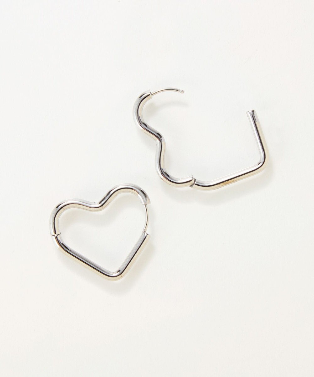 Phoebe 【金属アレルギー対応】グロウハートフープワンタッチピアス　シルバー/ステンレス 