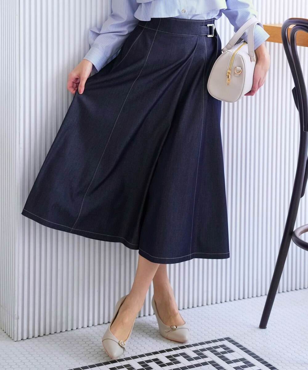 ANY SIS シャンブレーベルティッド スカート 