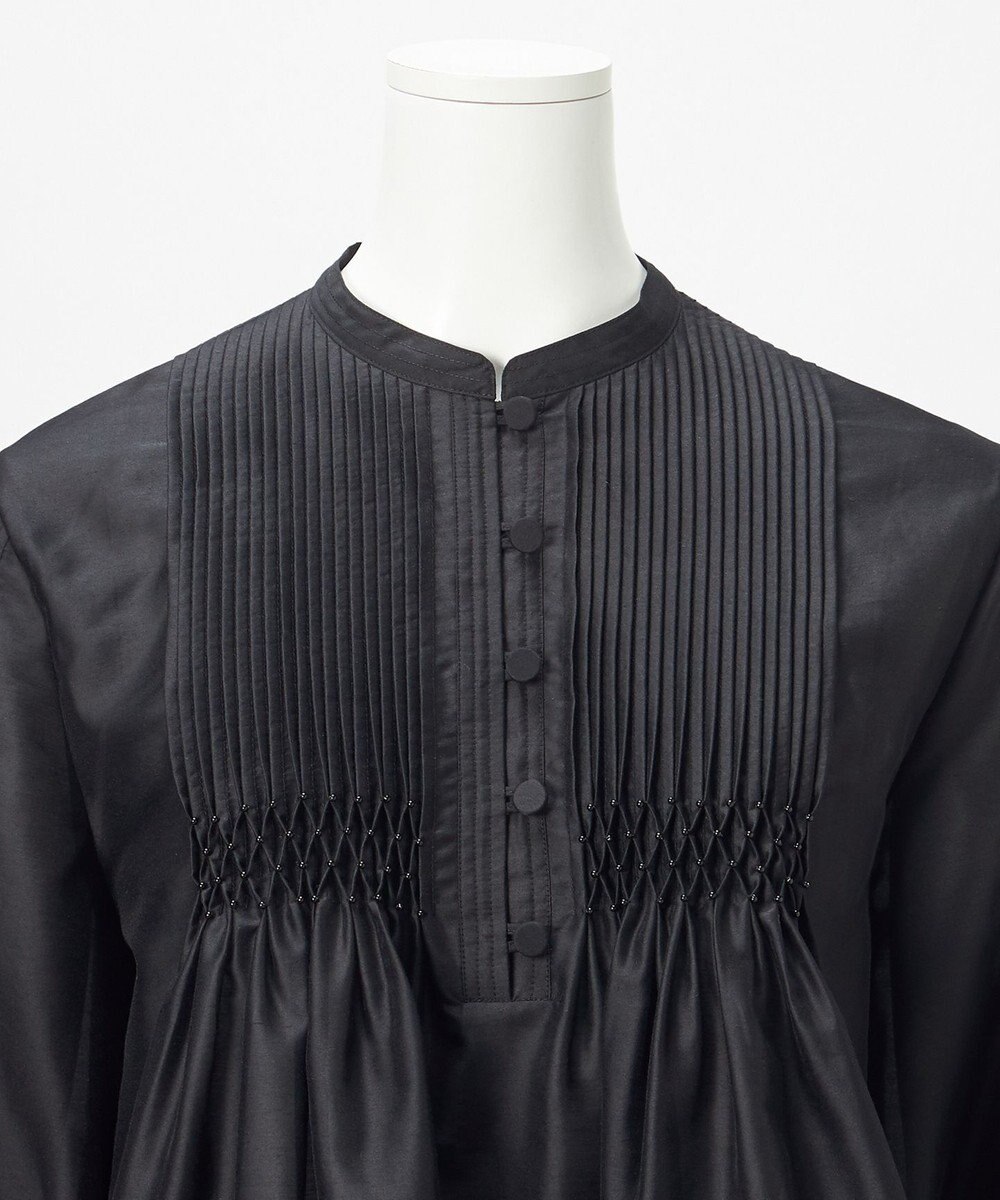 23区 L 【R(アール)】スモッキングタックオーガンザ ピンタック ブラウス 