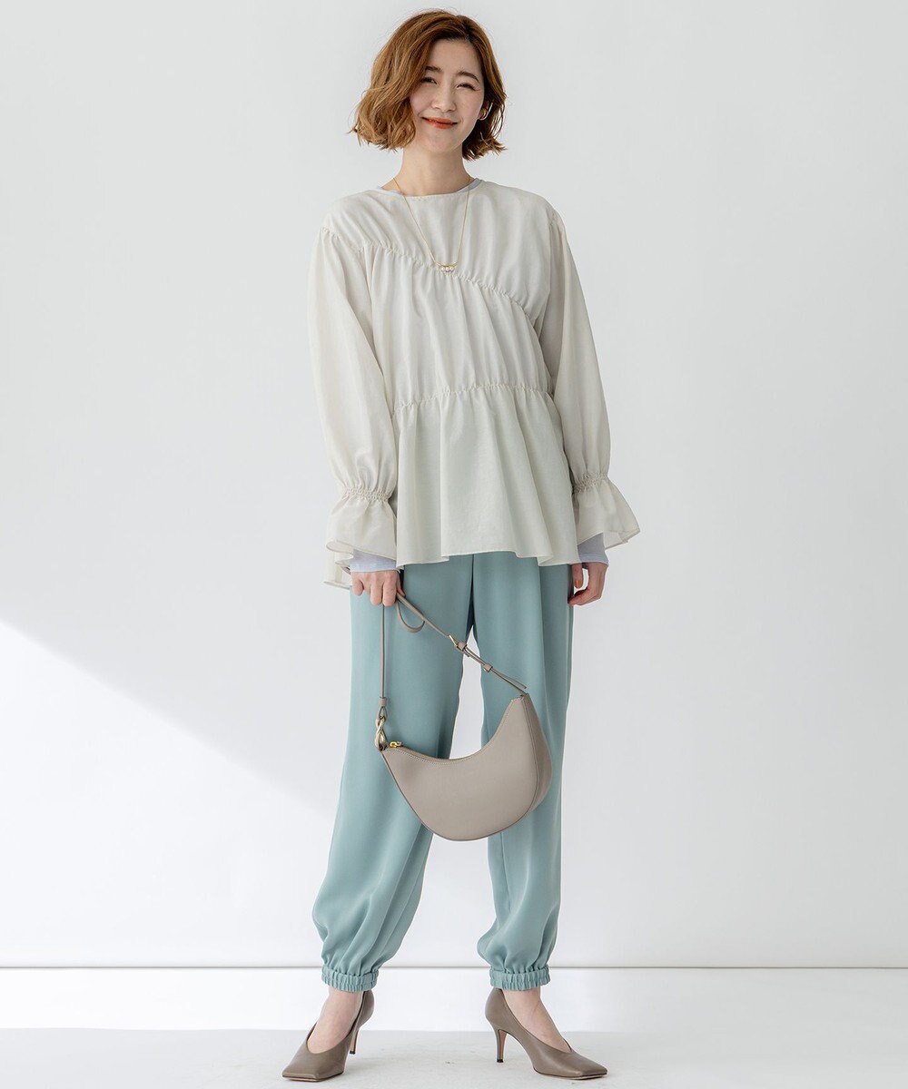 23区 【洗える】シアーコットンシルク シャーリング デザイン ブラウス 