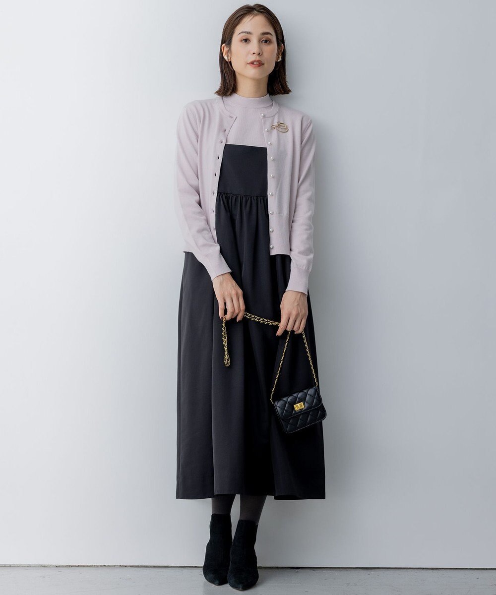 組曲 S 【洗える】タフタギャザーキャミソールワンピース 