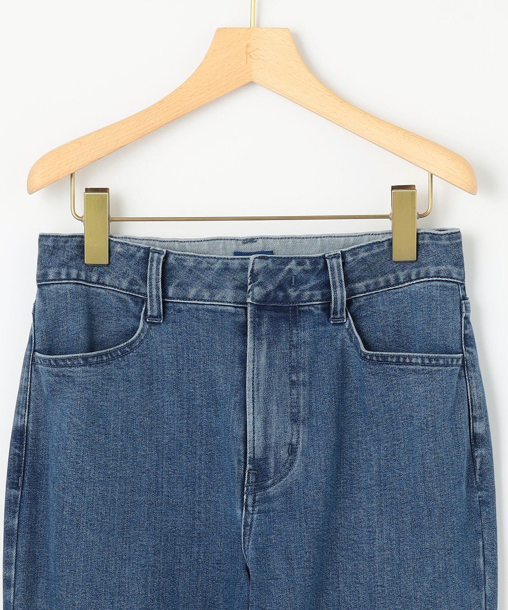 組曲 ライトデニム ベルト付きストレートパンツ 