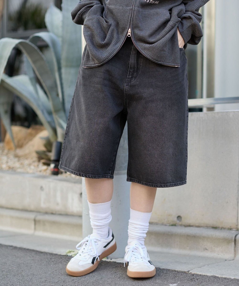 WEGO 【ユニセックス着用ITEM/SMLサイズ展開】スーパーバギーデニムショーツ 