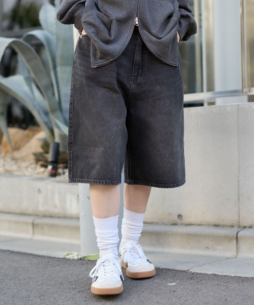 WEGO 【ユニセックス着用ITEM/SMLサイズ展開】スーパーバギーデニムショーツ 