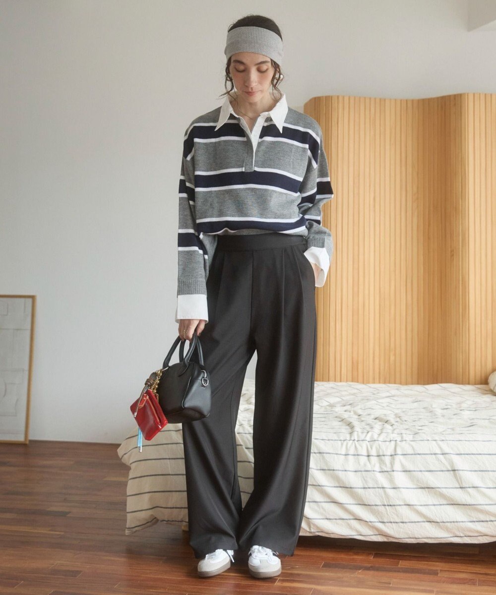 WEGO 【ANGIE VINTAGE】シャツ襟 ドッキング　フェイクレイヤード ニット トップス 