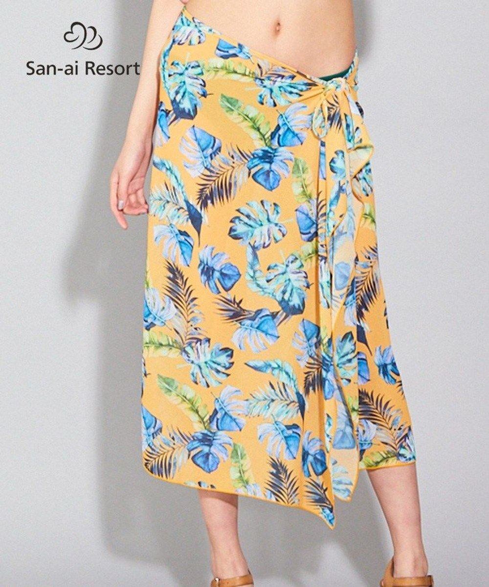 San-ai Resort（三愛水着楽園） 【SALE】【San-ai Resort】リーフ柄 パレオワンピース M 