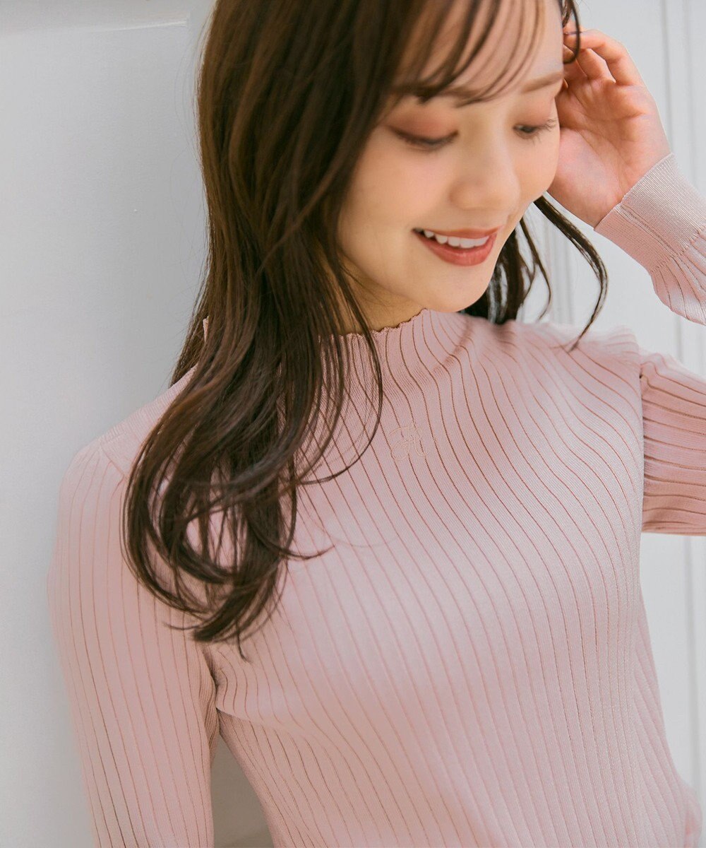 Feroux 【洗える】ロゴリブ プルオーバー ニット 