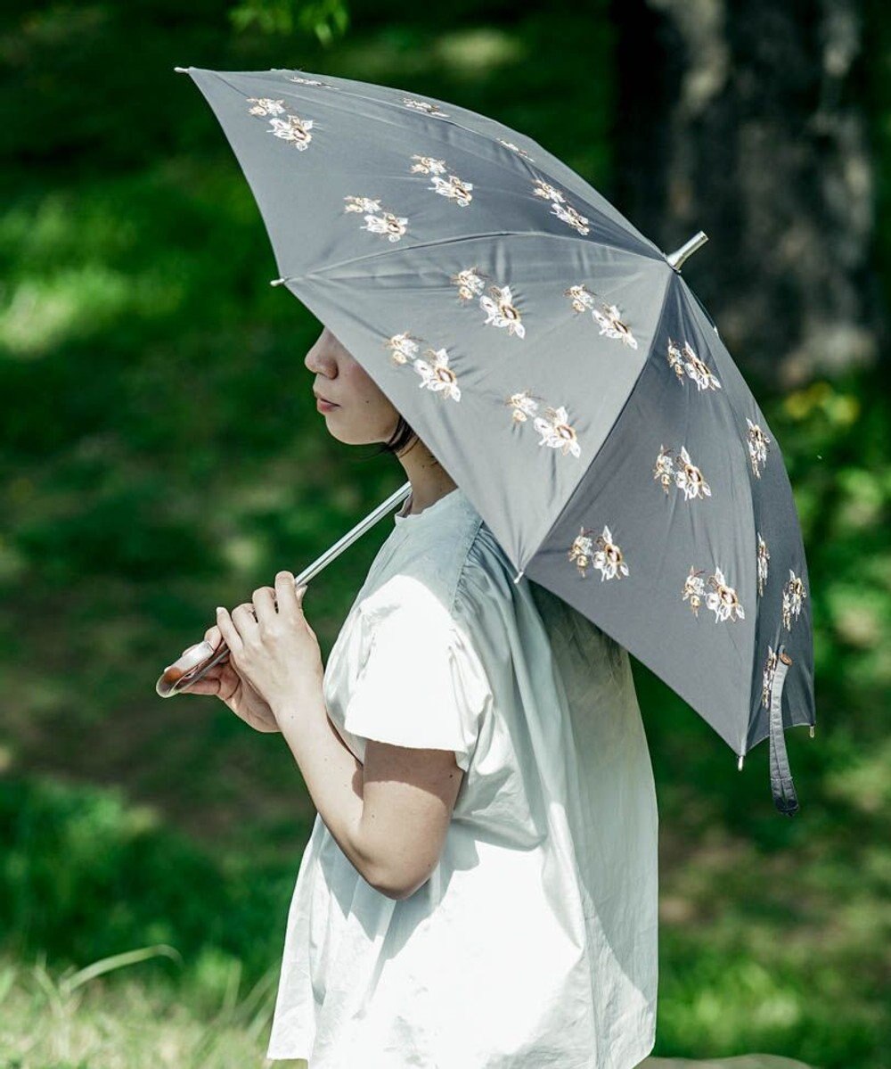《ソニアリキエル》新品 ロゴ刺繍 晴雨兼用折りたたみ傘 UV遮蔽・遮光率99%