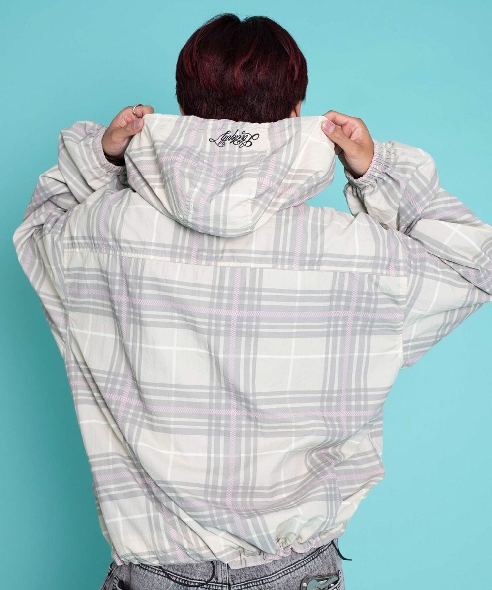 WEGO 【ユニセックス着用ITEM/MLサイズ展開】チェックロゴフードブルゾン 