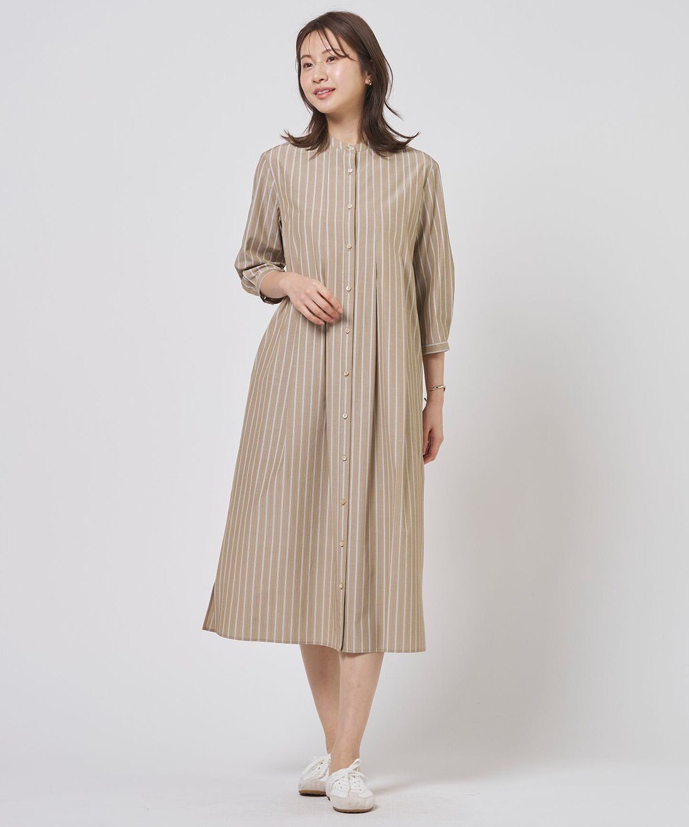 J.PRESS LADIES S TC ハイカウントストライプ シャツ ワンピース 
