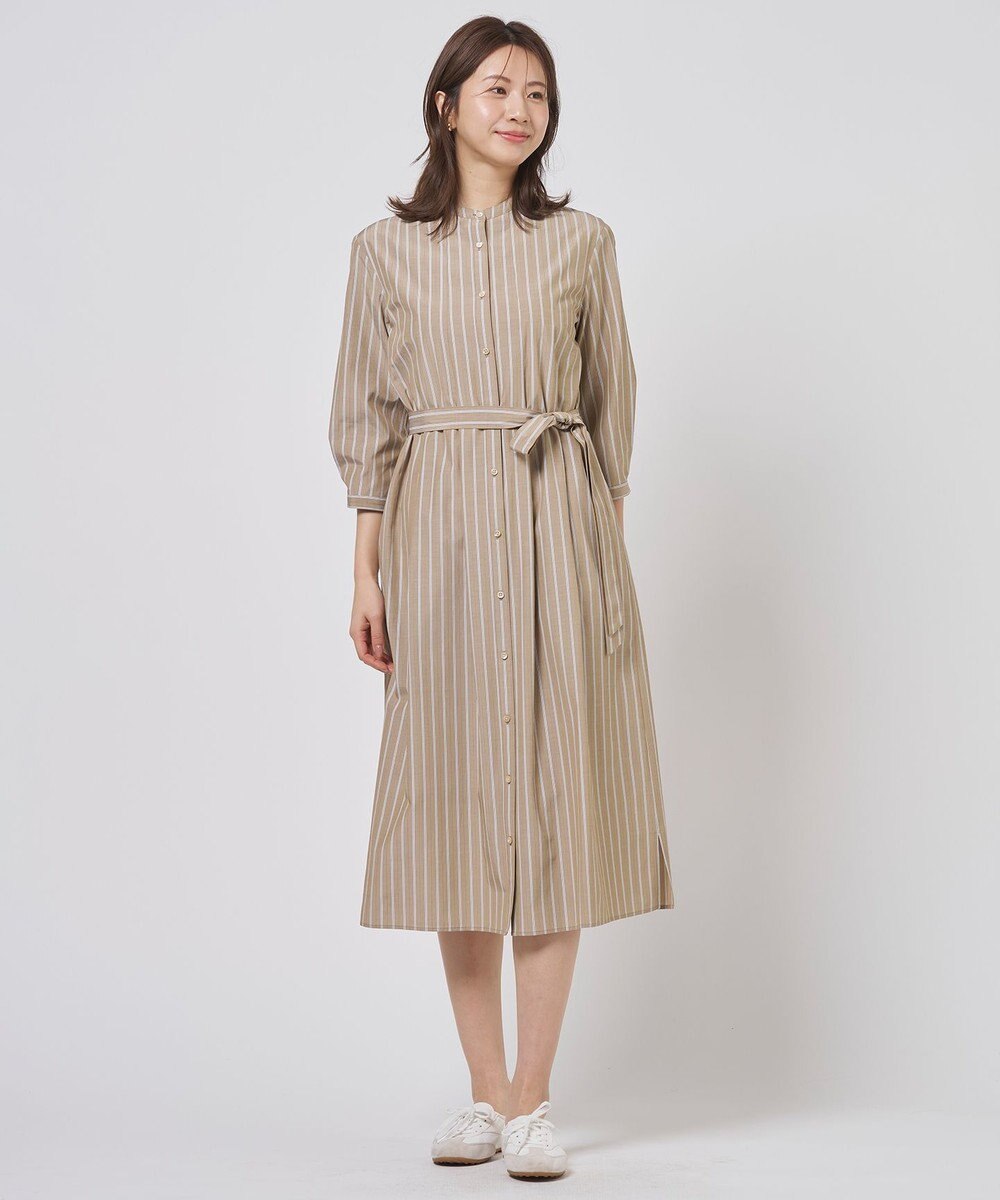 J.PRESS LADIES S TC ハイカウントストライプ シャツ ワンピース 