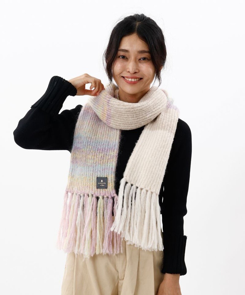 AURORA 【 LANVIN en Bleu （ランバン オン ブルー）】モコモコロングニットマフラー(WASH) 