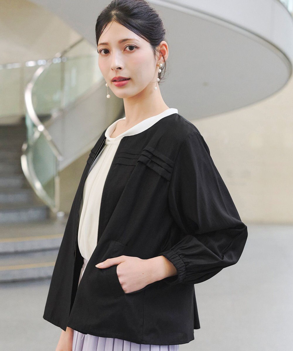 Tiaclasse 【洗える】 シアーピンタックブルゾン 