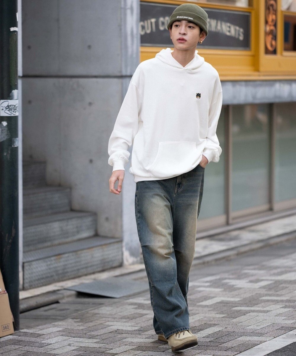 WEGO 【ユニセックス着用ITEM/SMLサイズ展開/裏起毛】ワンポイント刺繍プルパーカー 