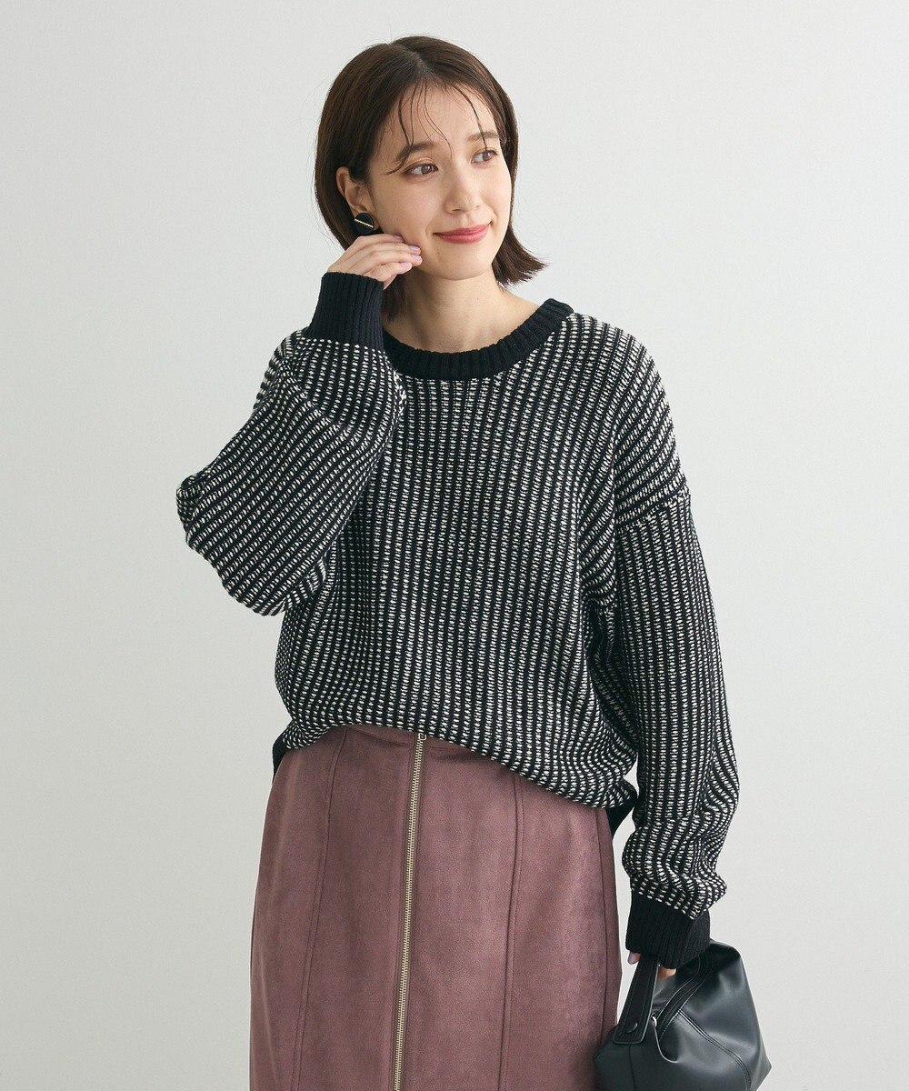 Green Parks ・ＥＬＥＮＣＡＲＥ　ＤＵＥ　タック編バイカラーニット 