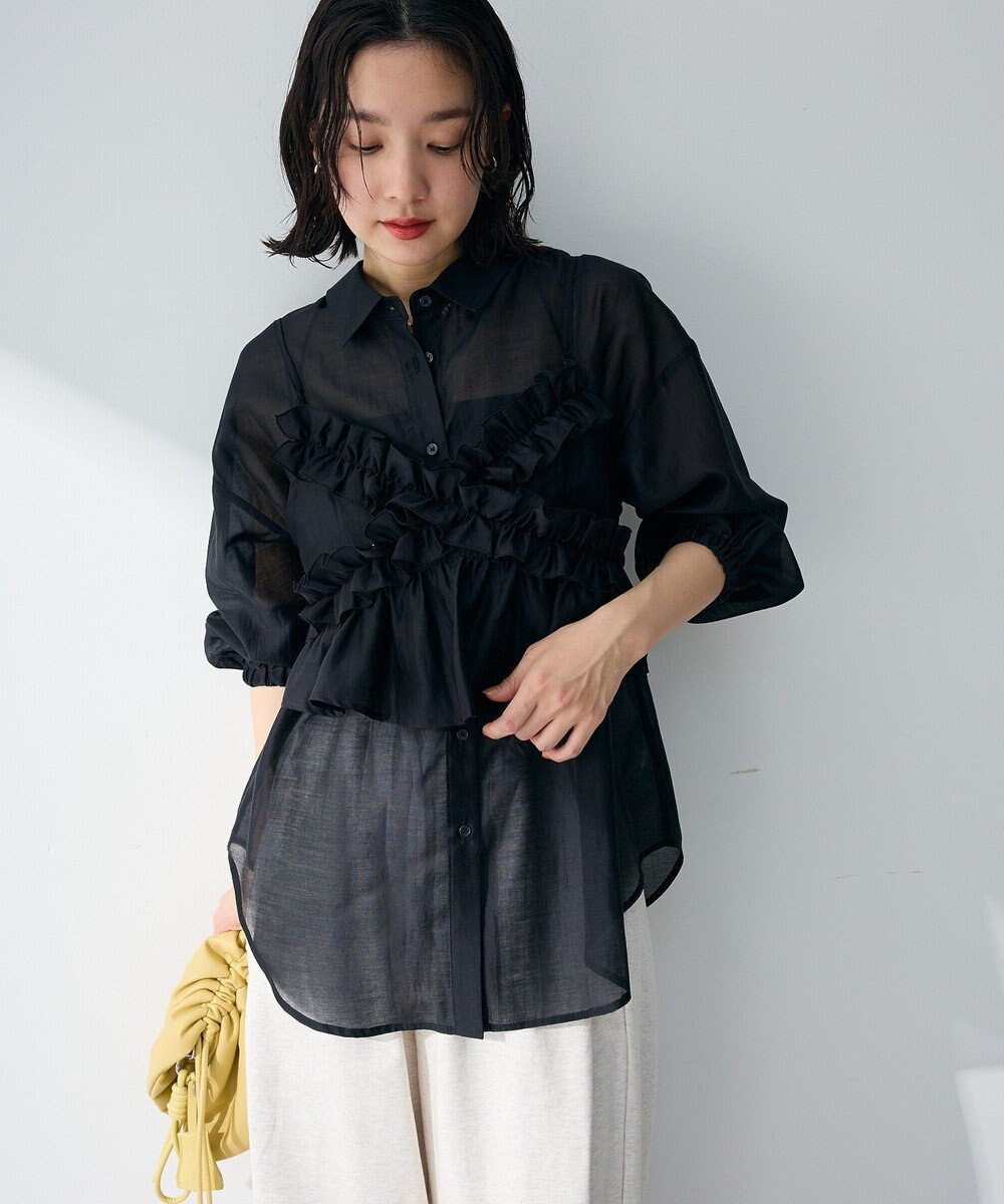 Green Parks 【WEB限定】ＳＥＴ２点フリルビスチェ＋シャツチュニックⅡ 