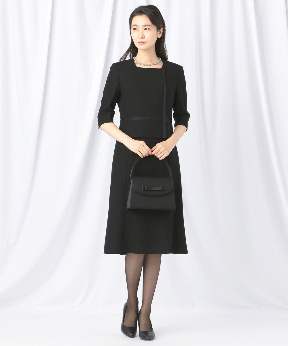 自由区 FORMAL 【ウォッシャブル対応】ドビーボーダーリボン ジャケット+ワンピース 