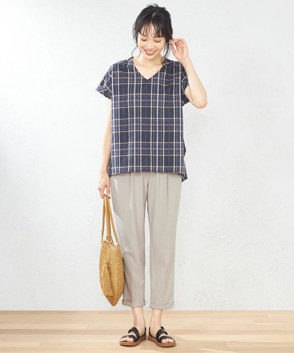 ANY 【洗える】イージーケアチェック ブラウス 