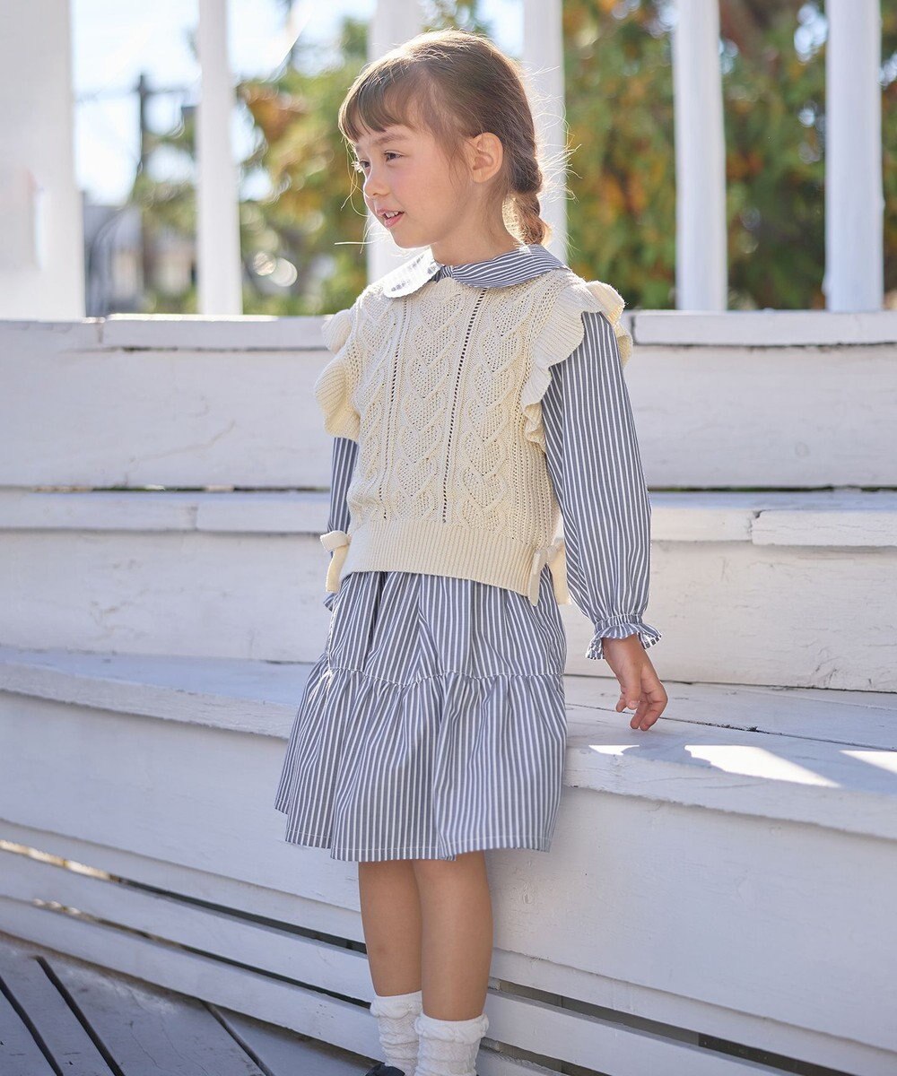 ANY KIDS ハート ケーブル ニット ベスト 