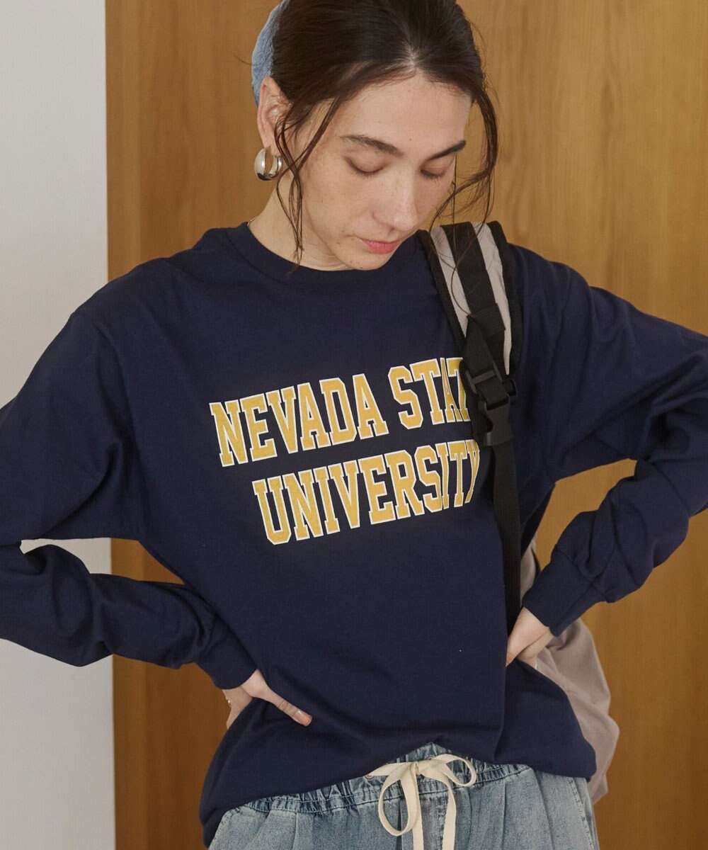 WEGO 【ANGIE VINTAGE】GILDAN カレッジロゴ オーバーサイズ プリント ロンT 