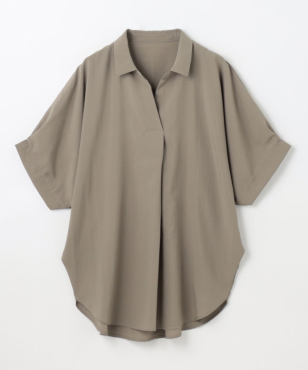 ANY 【新色追加】スキッパーネック袖タックブラウス 