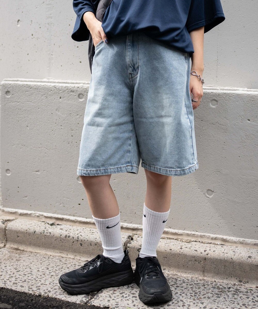 WEGO 【新色追加】ヴィンテージウォッシュデニムハーフパンツ 
