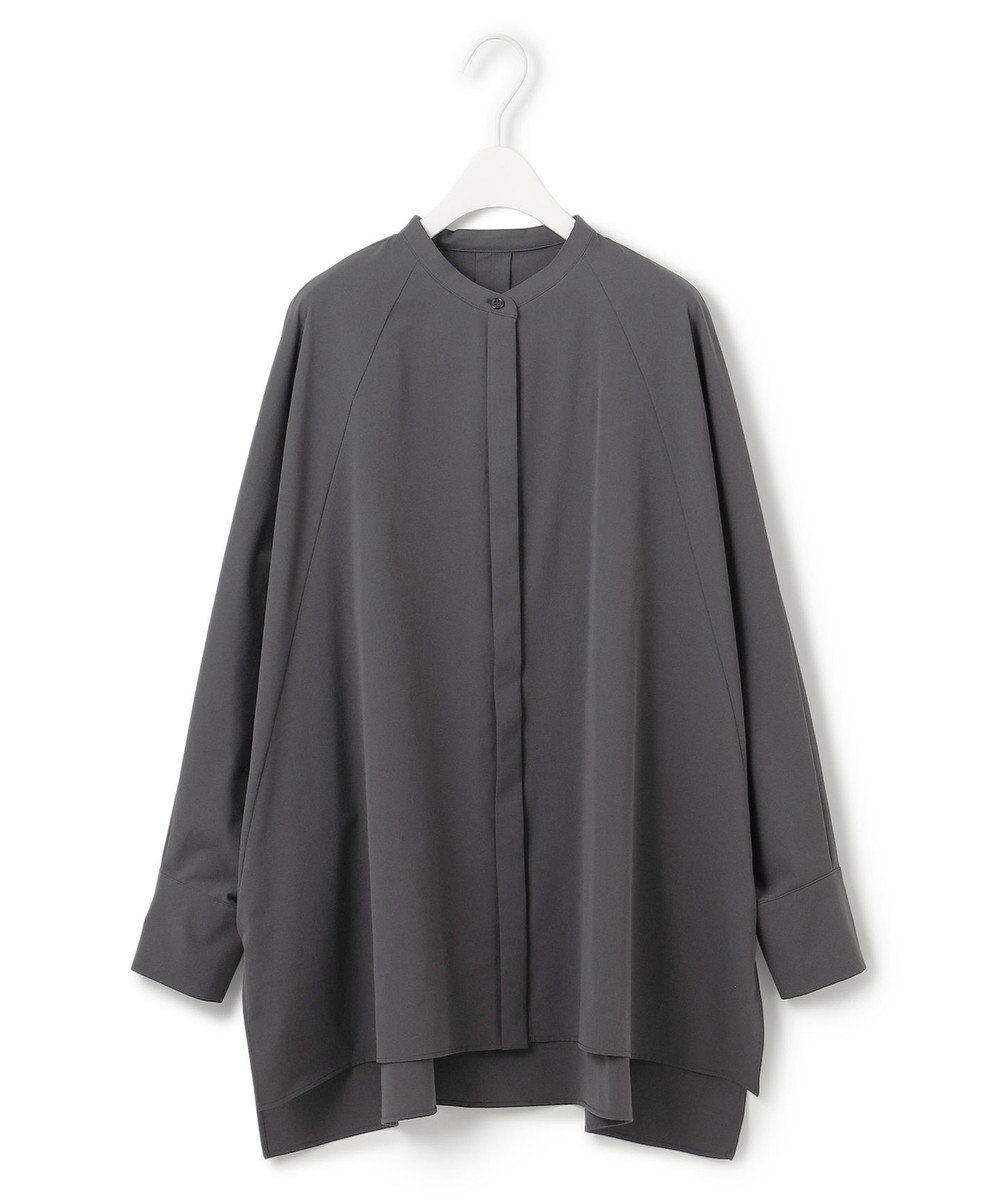 ICB 【洗える】ヴィンテージスパンブロード  バンドカラー長袖ブラウス 