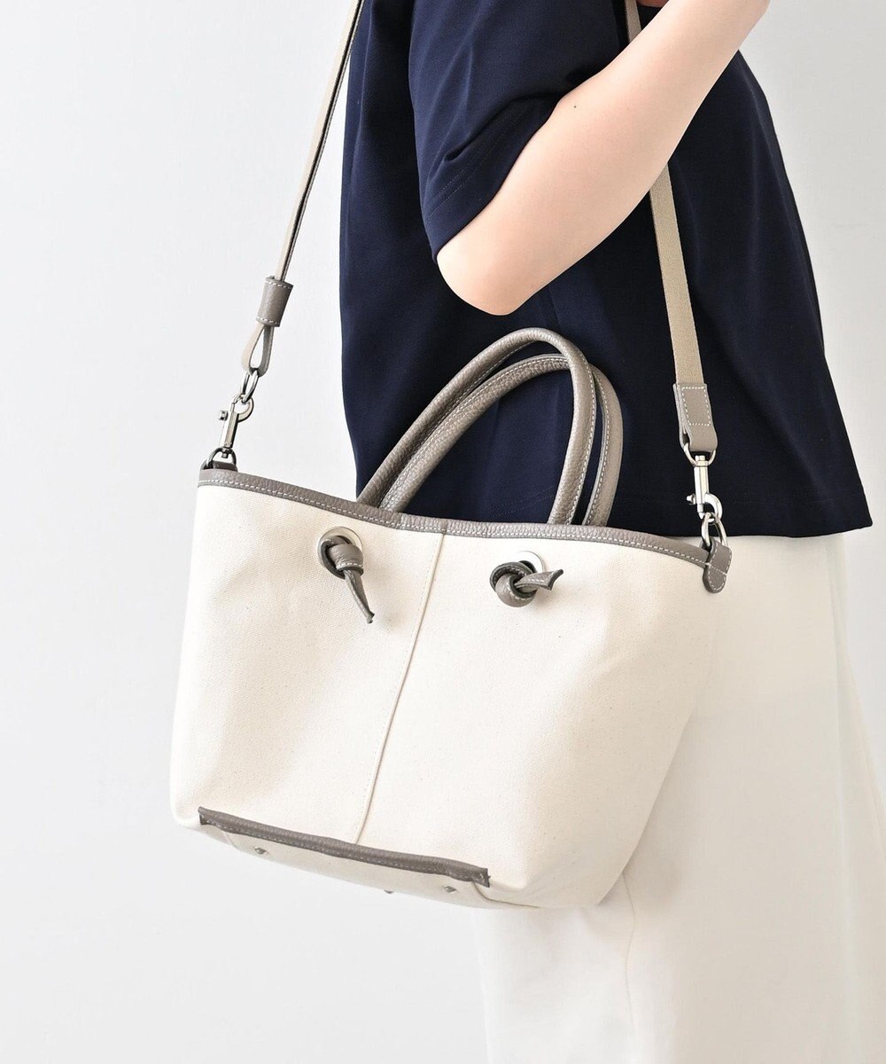 Hekhèr Le Style de Vie 【日本製 / 2WAY】コットンキャンバス×シュリンクレザー ノットハンドバッグ medium 