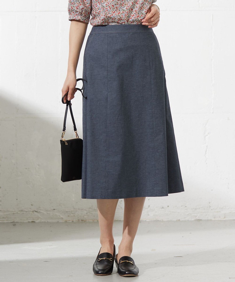 J.PRESS LADIES S 【洗える】麻ポリエステルストレッチ スカート 