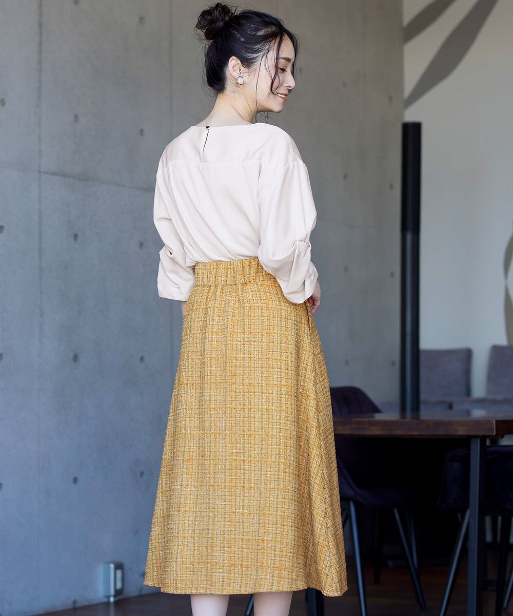 Tiaclasse 【洗える】大人華やかなツイードフレアスカート 