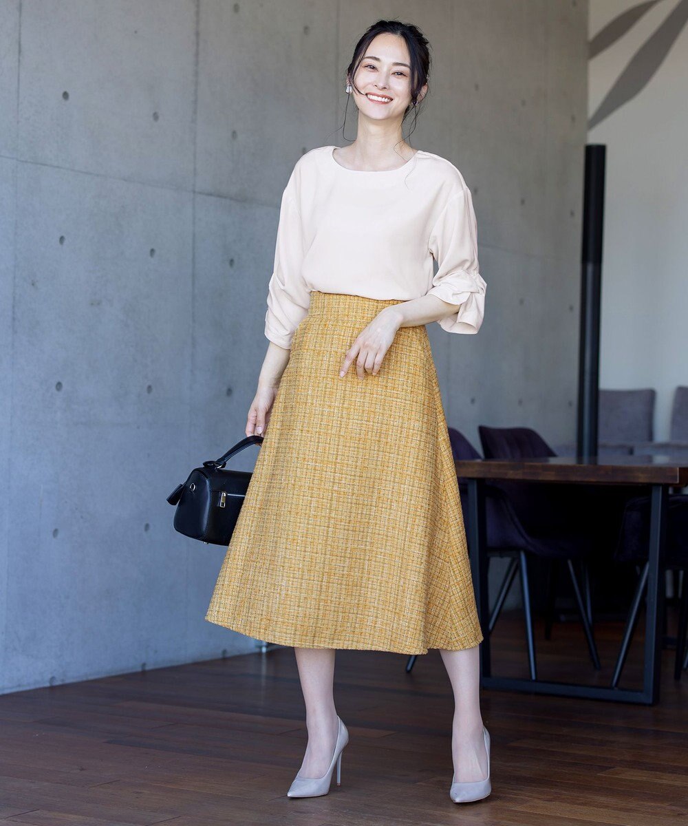 Tiaclasse 【洗える】大人華やかなツイードフレアスカート 