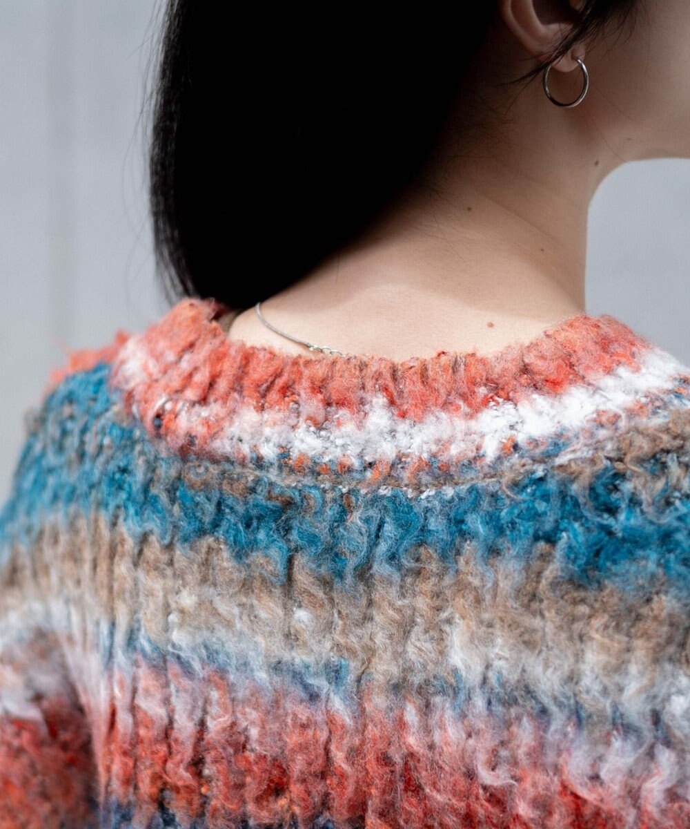 WEGO マルチボーダーブラッシュニットショートプルオーバー 