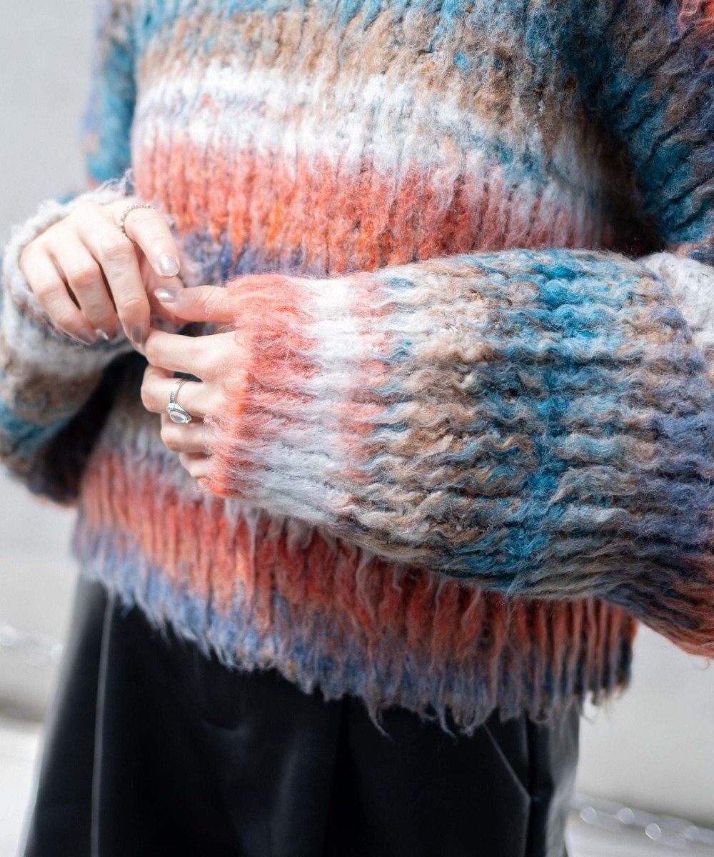 WEGO マルチボーダーブラッシュニットショートプルオーバー 