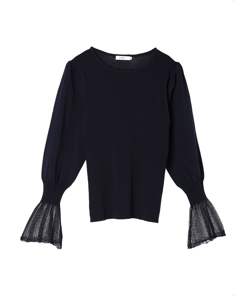 earth music&ecology 袖ポイントニットプルオーバー 