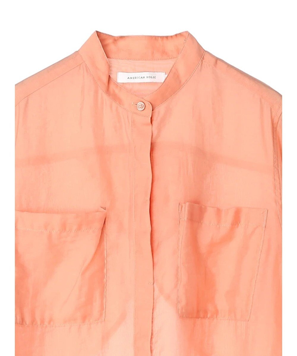 AMERICAN HOLIC シアーバックフレアＷポケットシャツチュニック 
