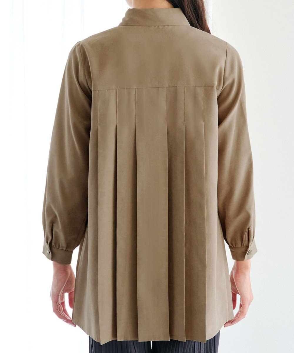 Tiaclasse 【洗える】ピーチスキンプリーツシャツチュニック 