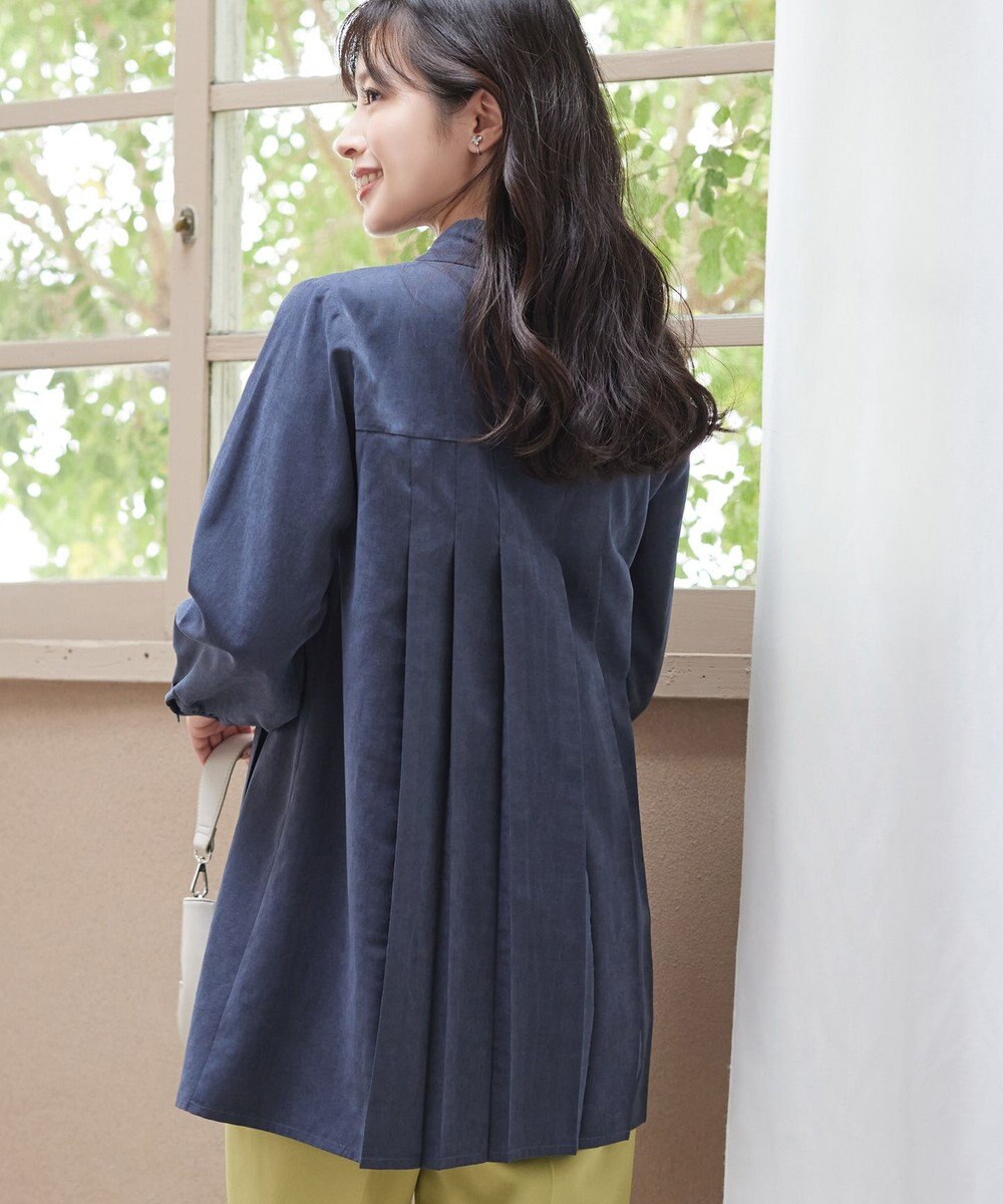 Tiaclasse L ピーチスキンプリーツシャツチュニック 