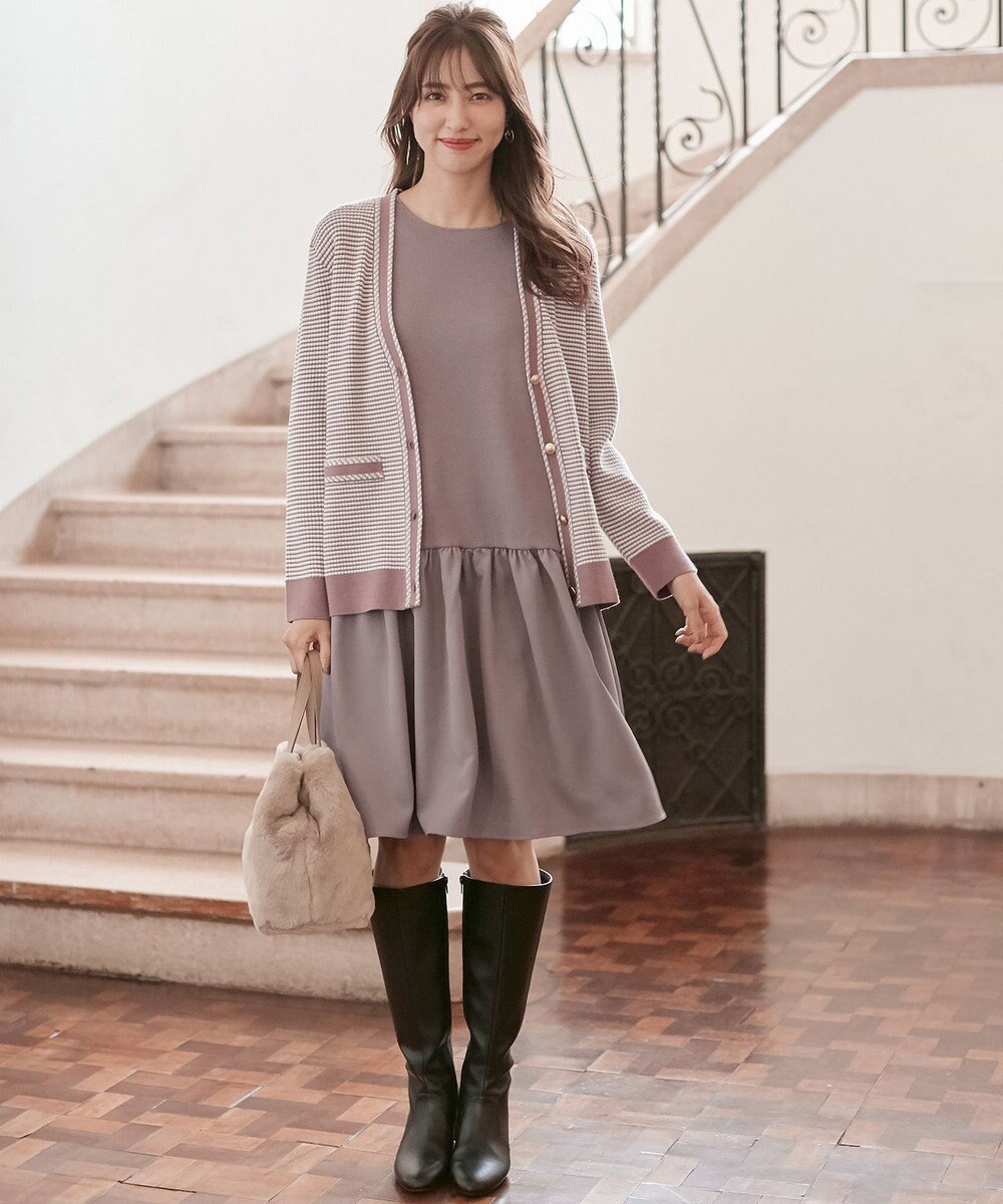 ANY SIS 【美人百花11月号掲載】クラシカルカーデ×ミディワンピ セット 