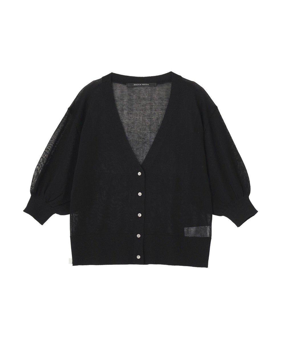 YECCA VECCA シアーニットVネックカーディガン 